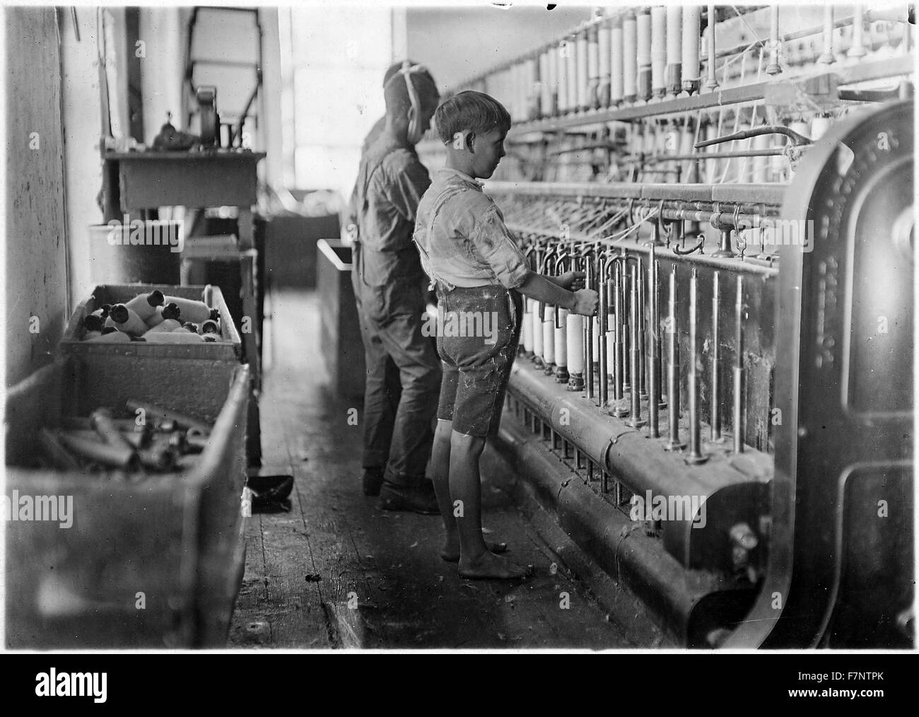 Photograph of Doffers in Cherryville Mfg. Co. Photographed by Lewis Hine (1874-1940) American sociologist and photographer. Dated 1909 Stock Photo