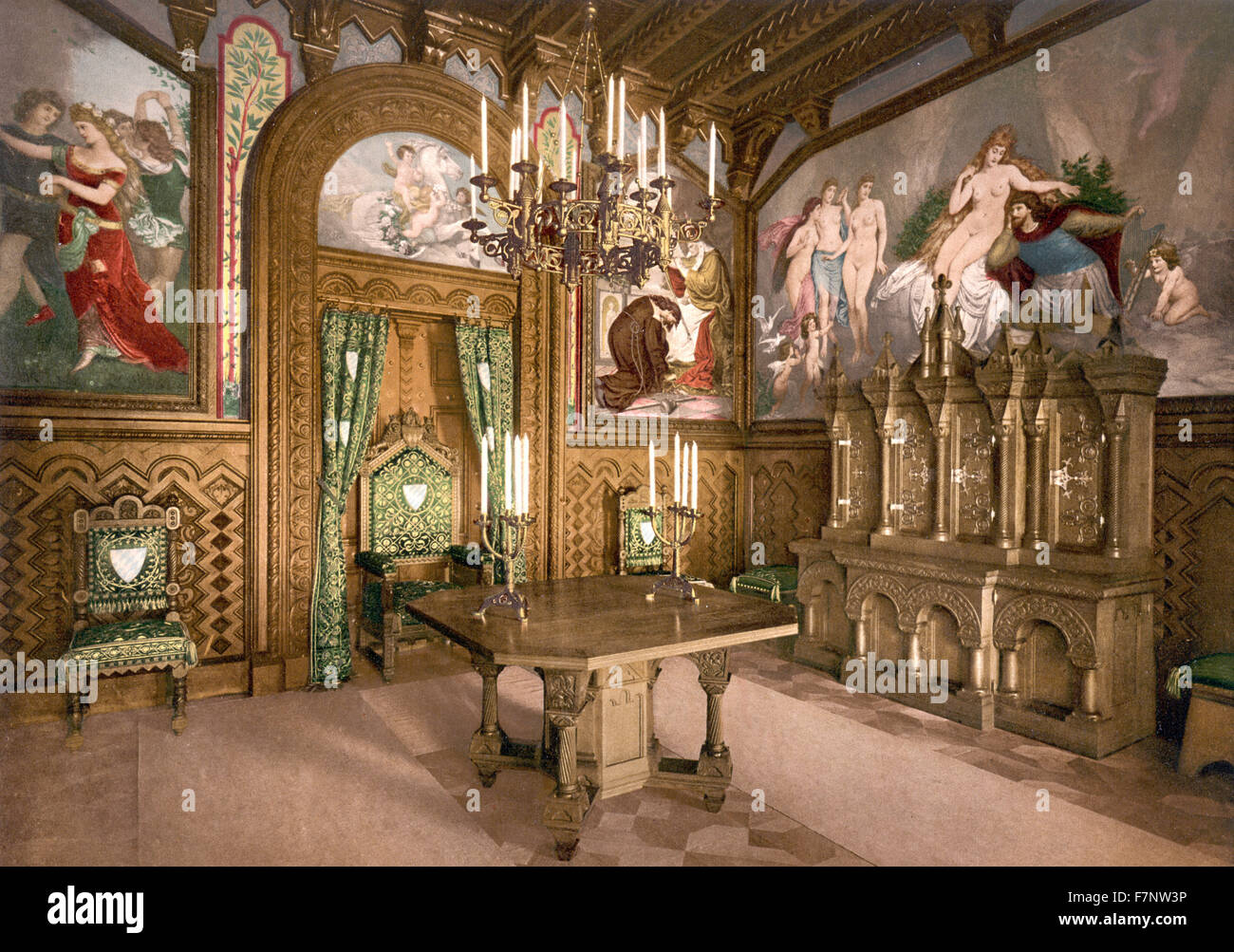 Arbeitszimmer, Neuschwanstein Castle, Upper Bavaria, Germany 1890 Stock Photo
