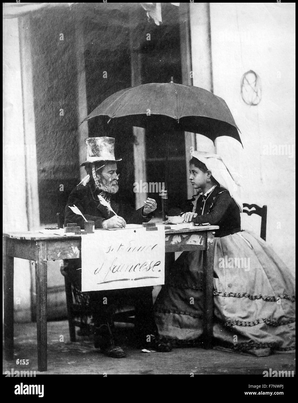 Giorgio Sommer, photograph of an Italian public letter writer, 1860. Stock Photo
