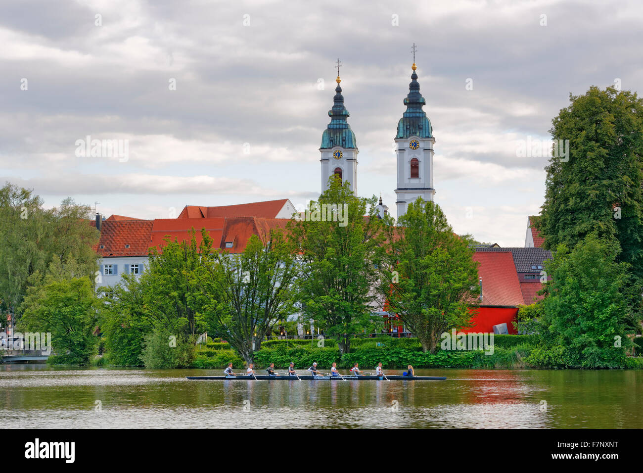 Germany Baden Wuerttemberg Bad Waldsee Town Lake And Church St