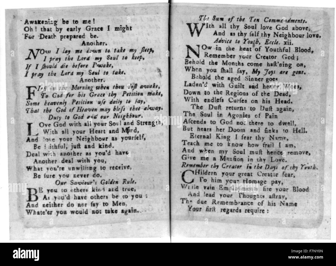 The New England Primer Improved, 1773, children's prayers Stock Photo - Alamy