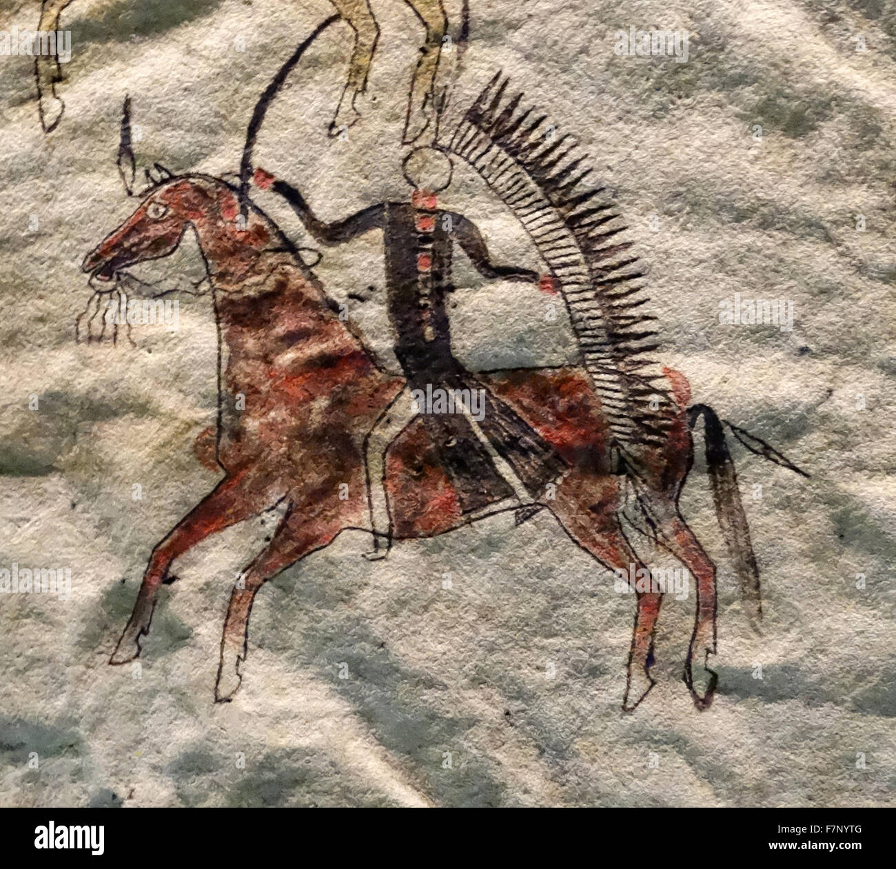 Painted buffalo hide by the Lakota indigenous people of the Great