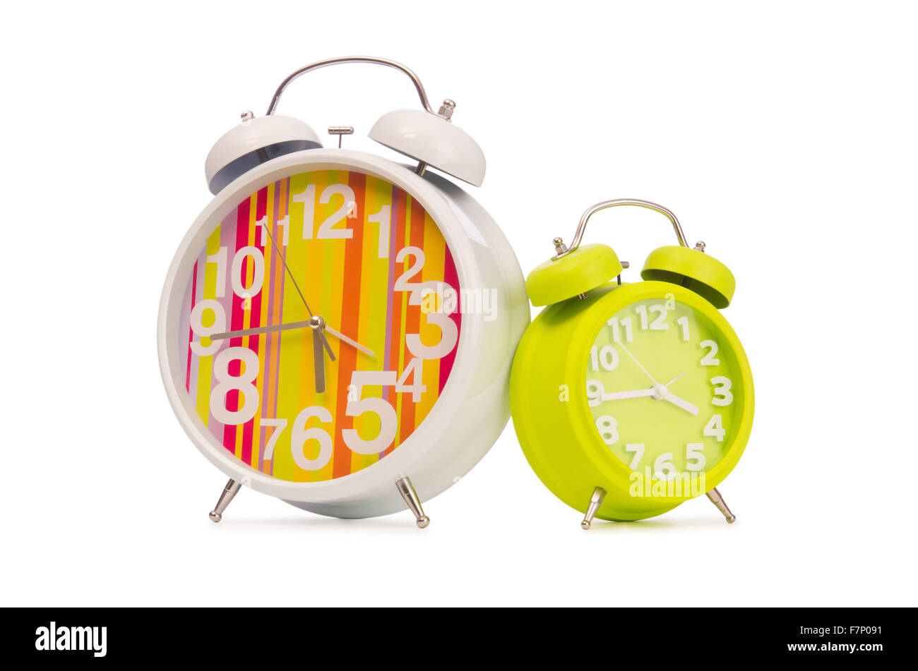 Alarm clock isolated on the white background Stock Photo - Alamy