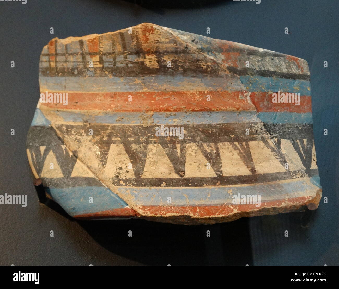 18th Dynasty (Tutankhamun) ceramic fragments decorated with patterns circa 1350 BC Stock Photo