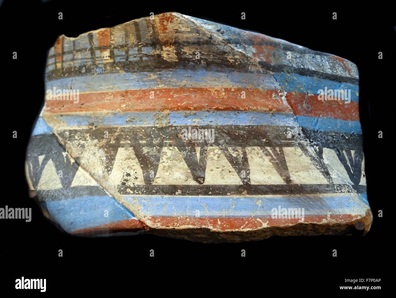 18th Dynasty (Tutankhamun) ceramic fragments decorated with patterns circa 1350 BC Stock Photo