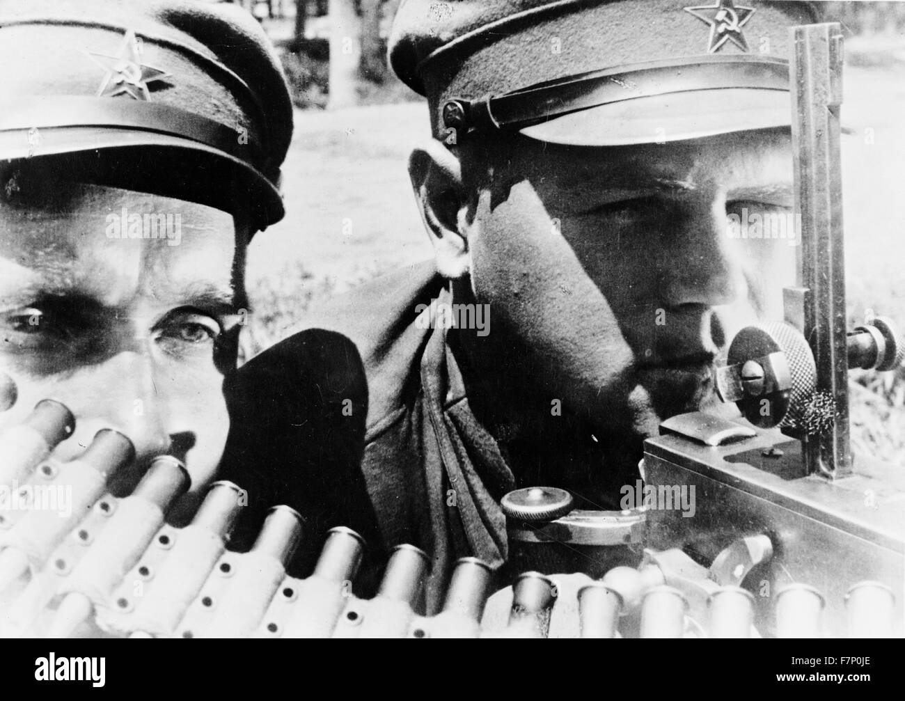 World War two: Machine gunners eastern front of the Red Army in the USSR 1941 Stock Photo