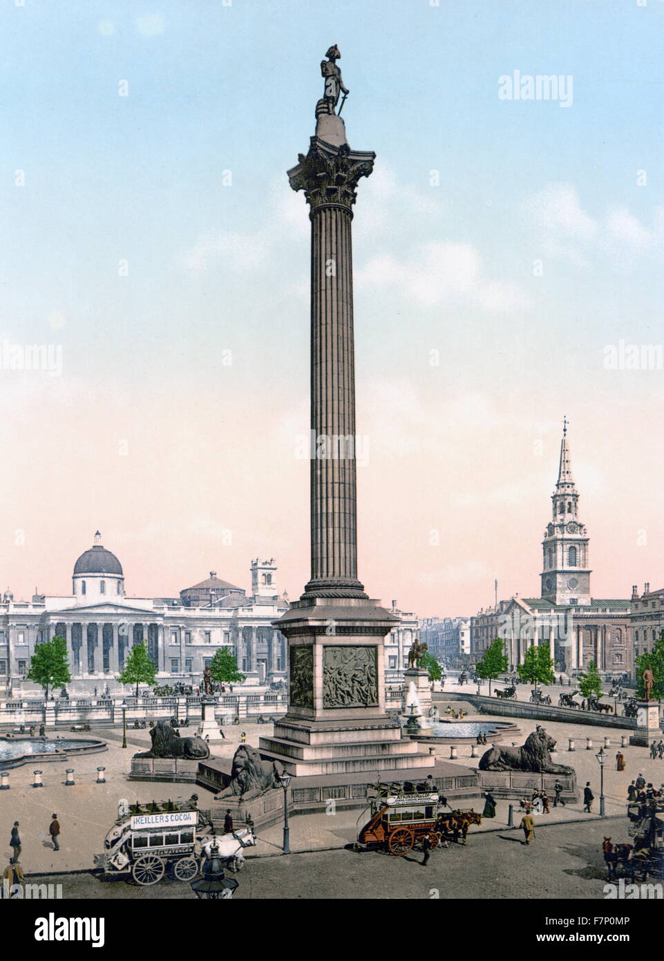 Trafalgar Square and National Gallery, London, England Stock Photo
