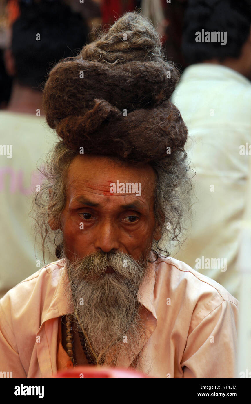 Sadhu with dreadlocks on head Kumbh Mela, Nasik, Maharashtra, India ...