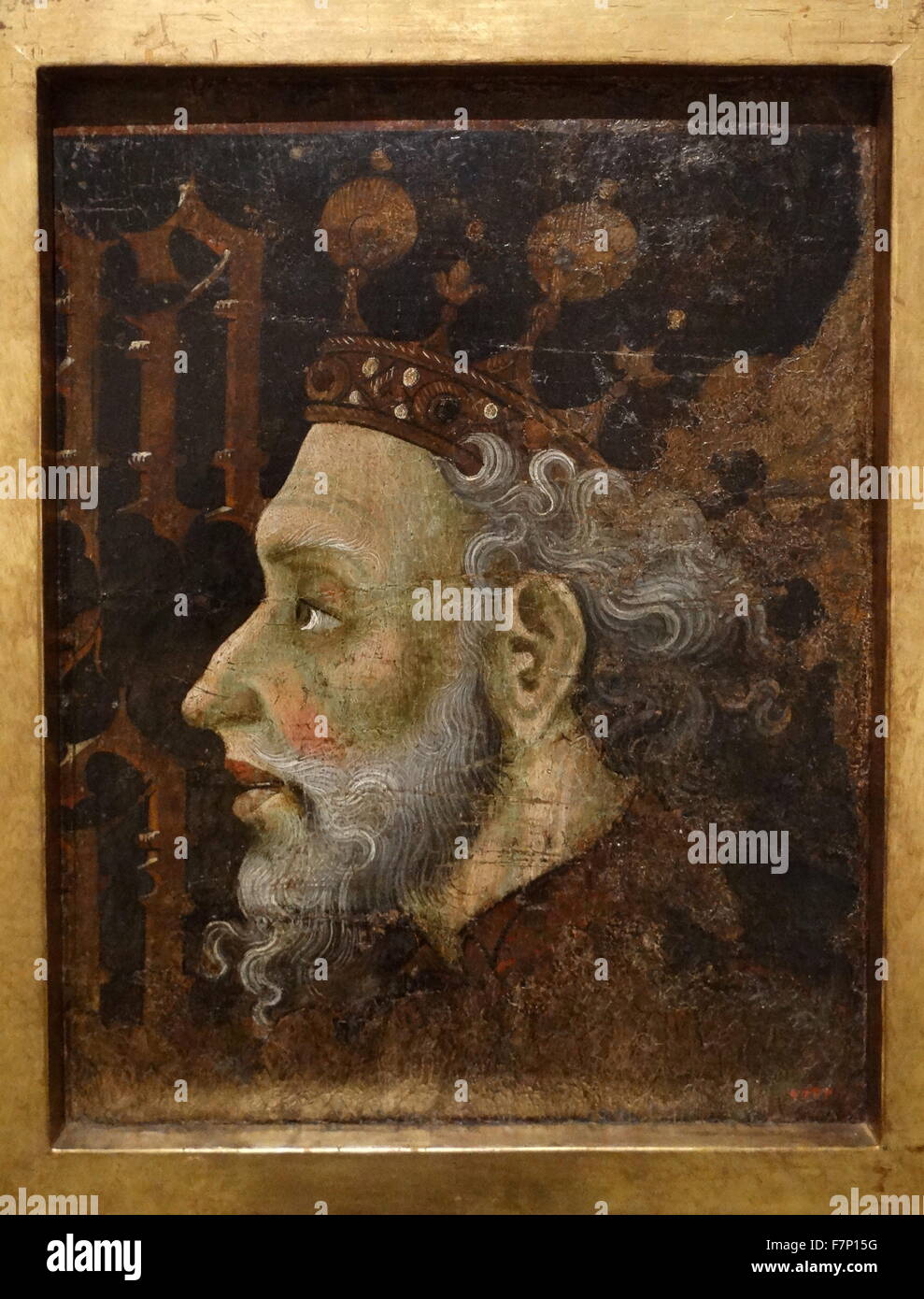 Portrait of Alfonso II Liberal, King of Aragon. By Gonzalo Pérez and Jaume Mateu, Catalonian artists of the 15th Century Stock Photo