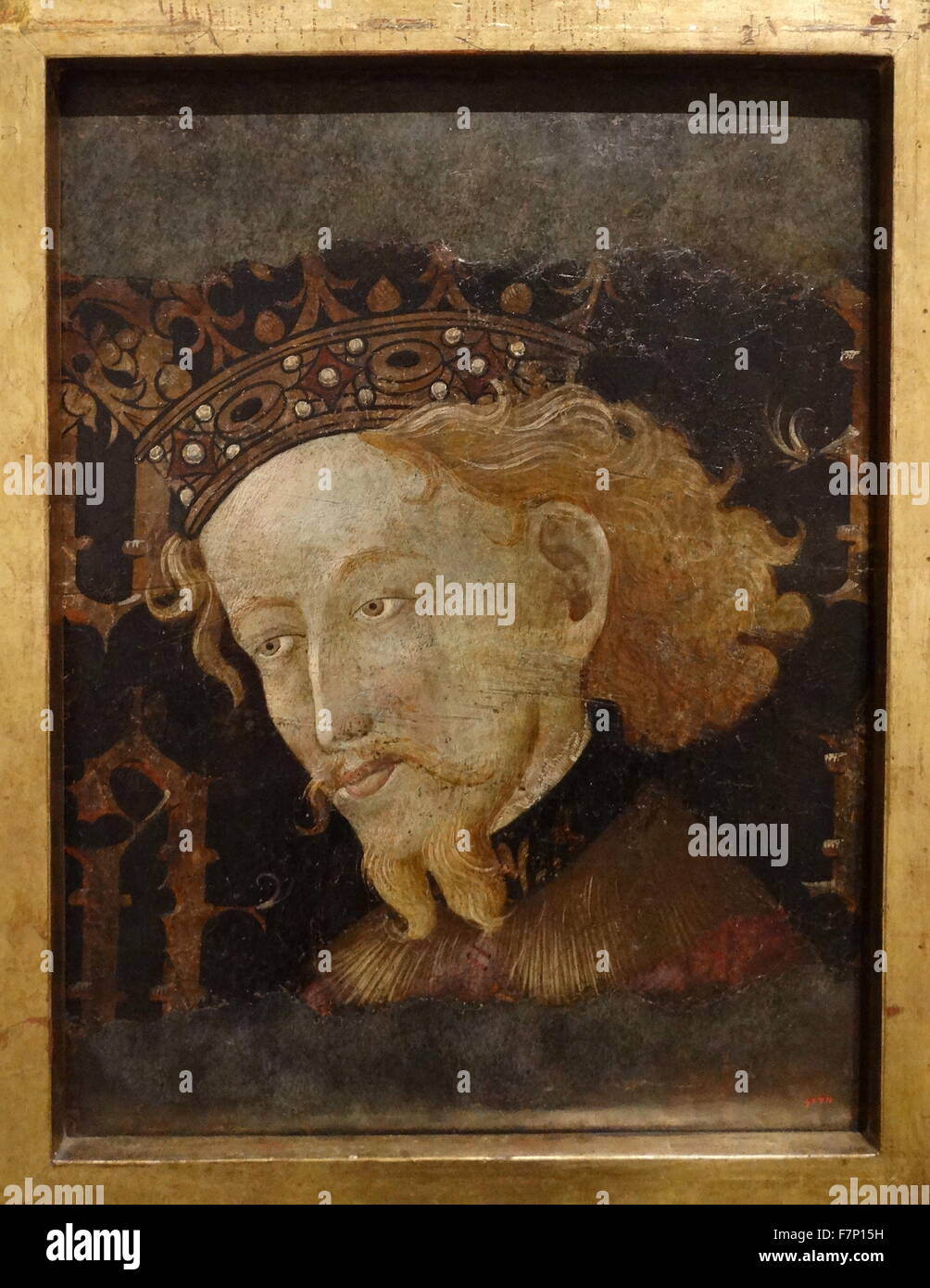 Portrait of Peter III, King of Aragon. By Gonzalo Pérez and Jaume Mateu, Catalonian artists of the 15th Century Stock Photo
