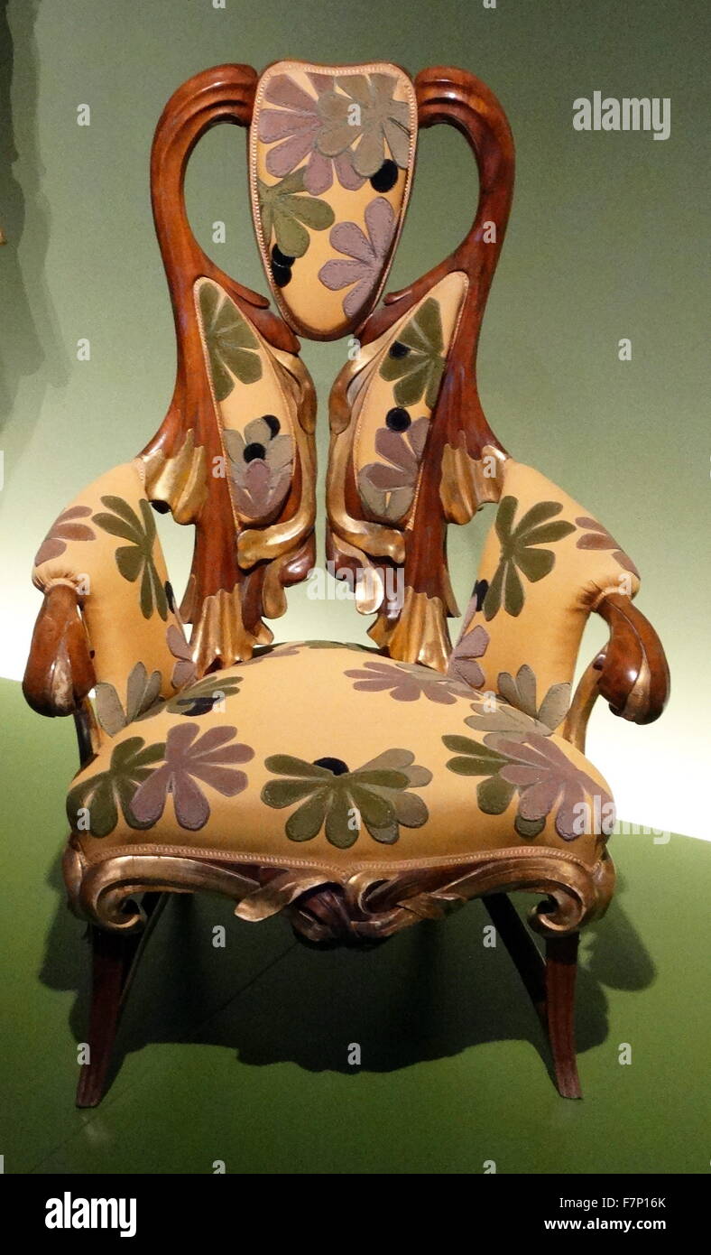 Chair/ Armchair by Aleix Puig Clapés (1850-1920) a painter of modernism symbolic and student of Claudio Lorenzale at the School of the Llotja of Barcelona. Dated 1904 Stock Photo