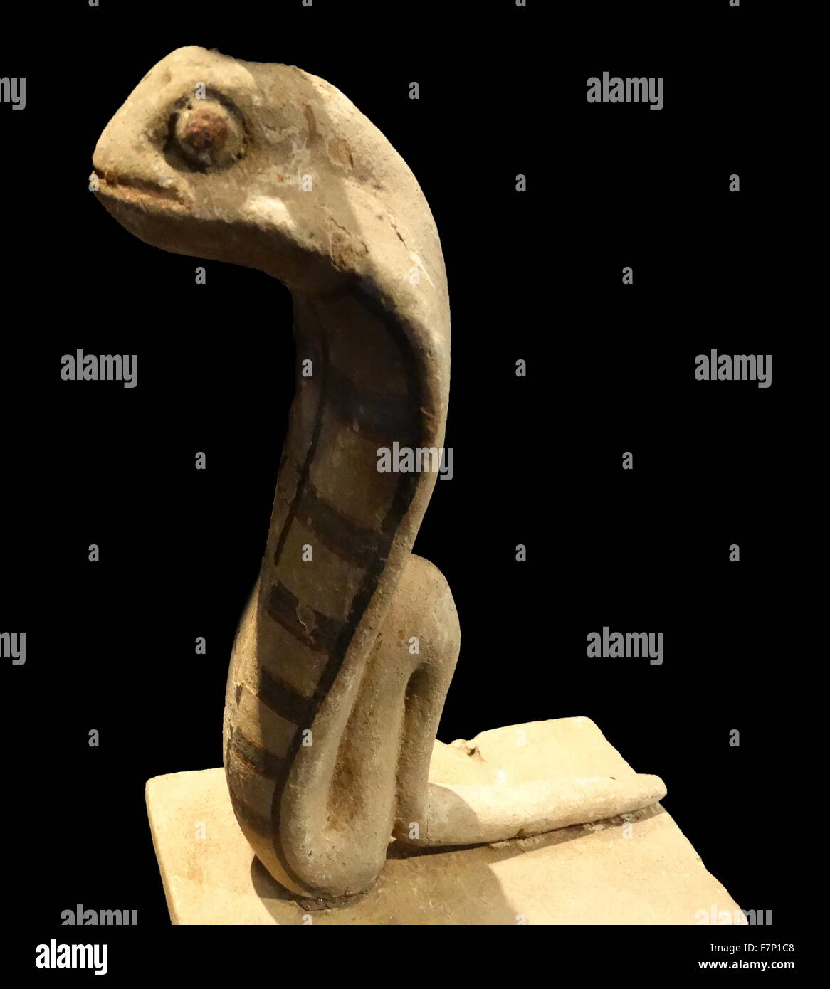 wooden cobra from the base of a funeral bed found in an Egyptian tomb 715-332 BC Stock Photo