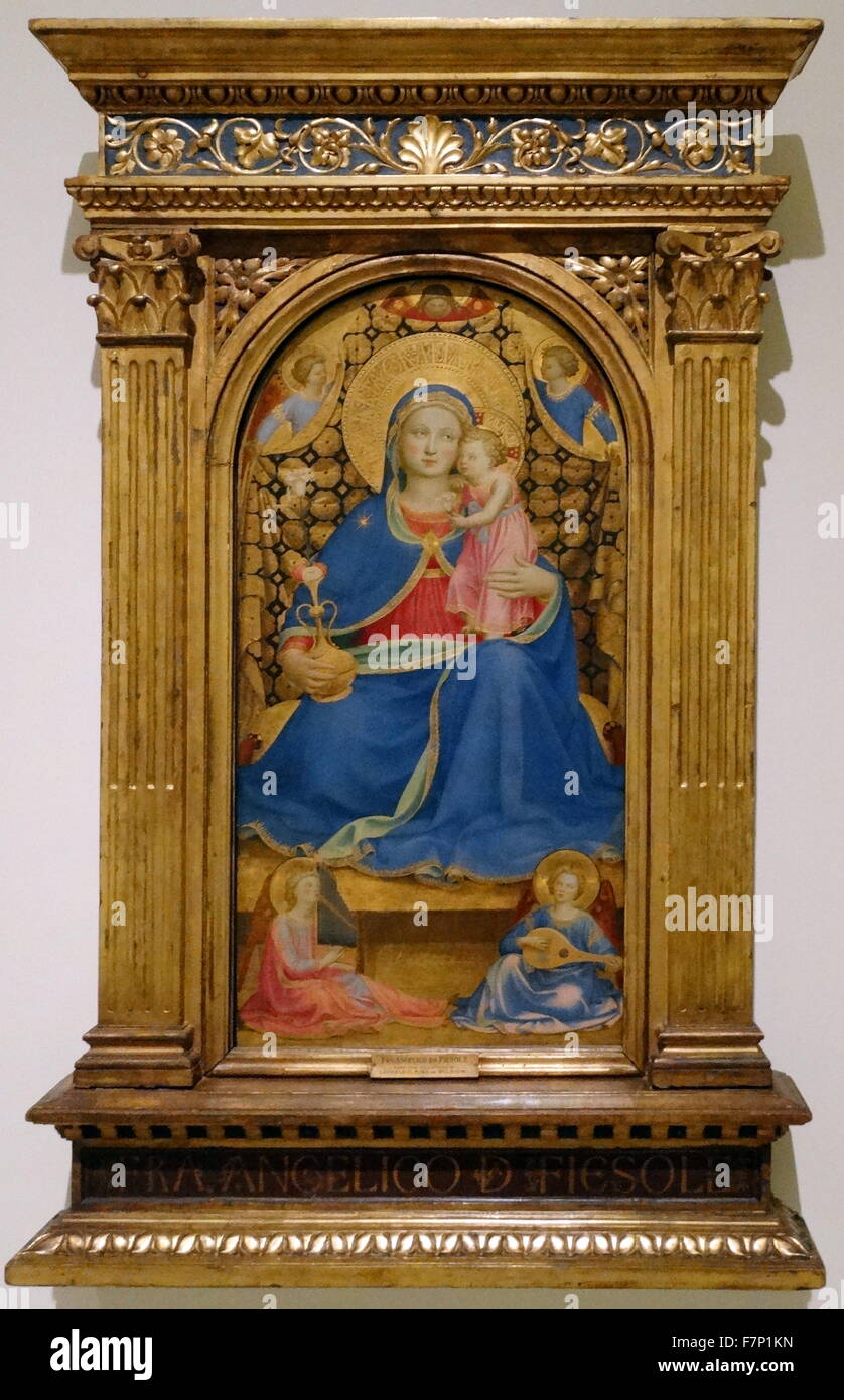 Painting titled 'Madonna of Humility' by Fra Angelico (1395-1455) Early Italian Renaissance painter. Dated 15th Century Stock Photo