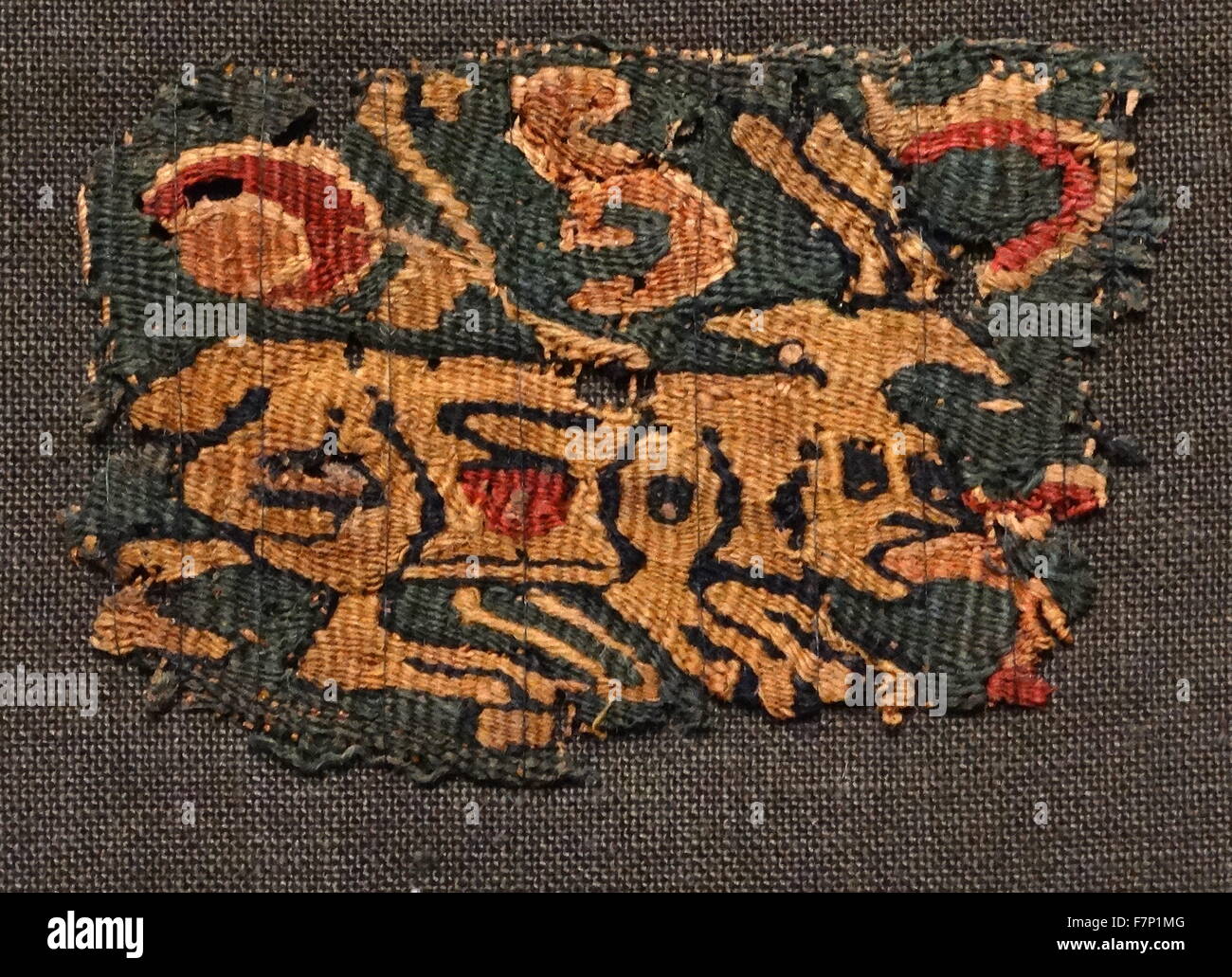 Coptic fragment of fabric from Egypt. Made from knitted wool and linen