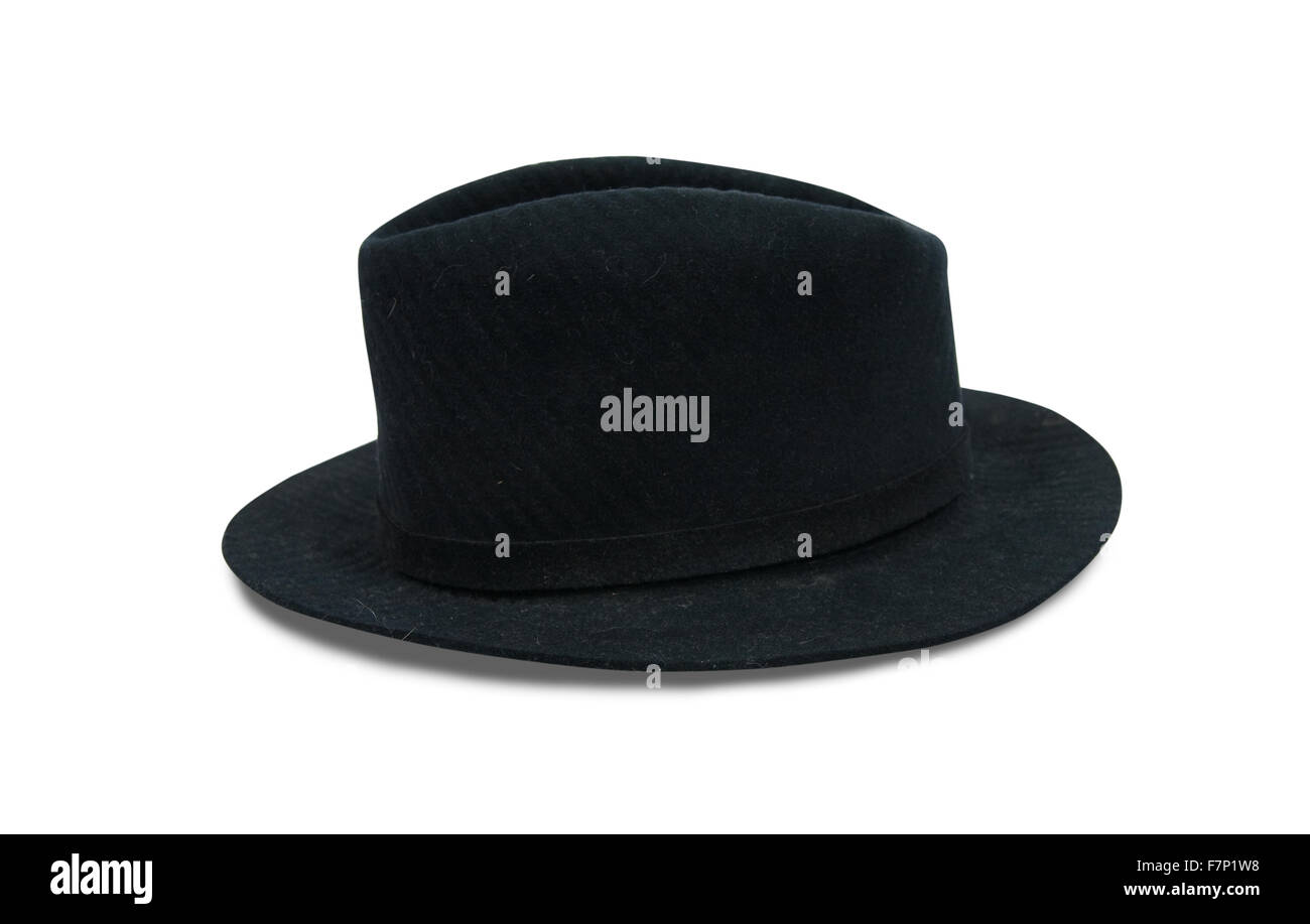 Black fedora hat, isolated on white with clipping path Stock Photo - Alamy