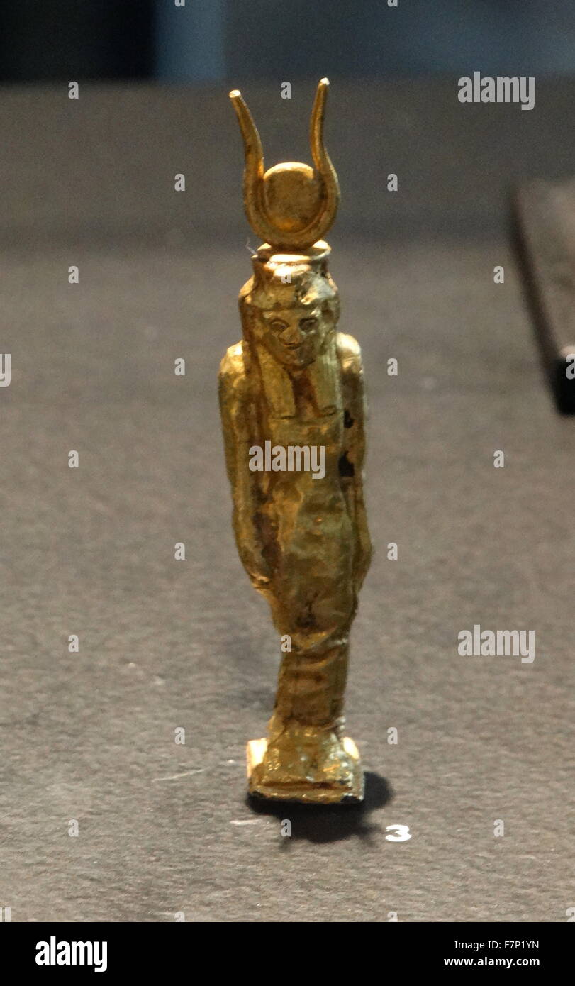 gold figure of the Egyptian Goddess Isis 715-332 BC Stock Photo