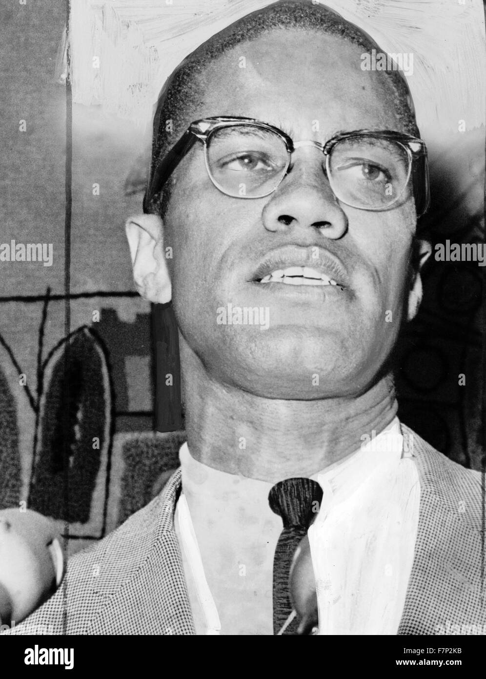 Malcolm X (1925 – 1965), born Malcolm Little. American Muslim minister and a human rights activist. Stock Photo
