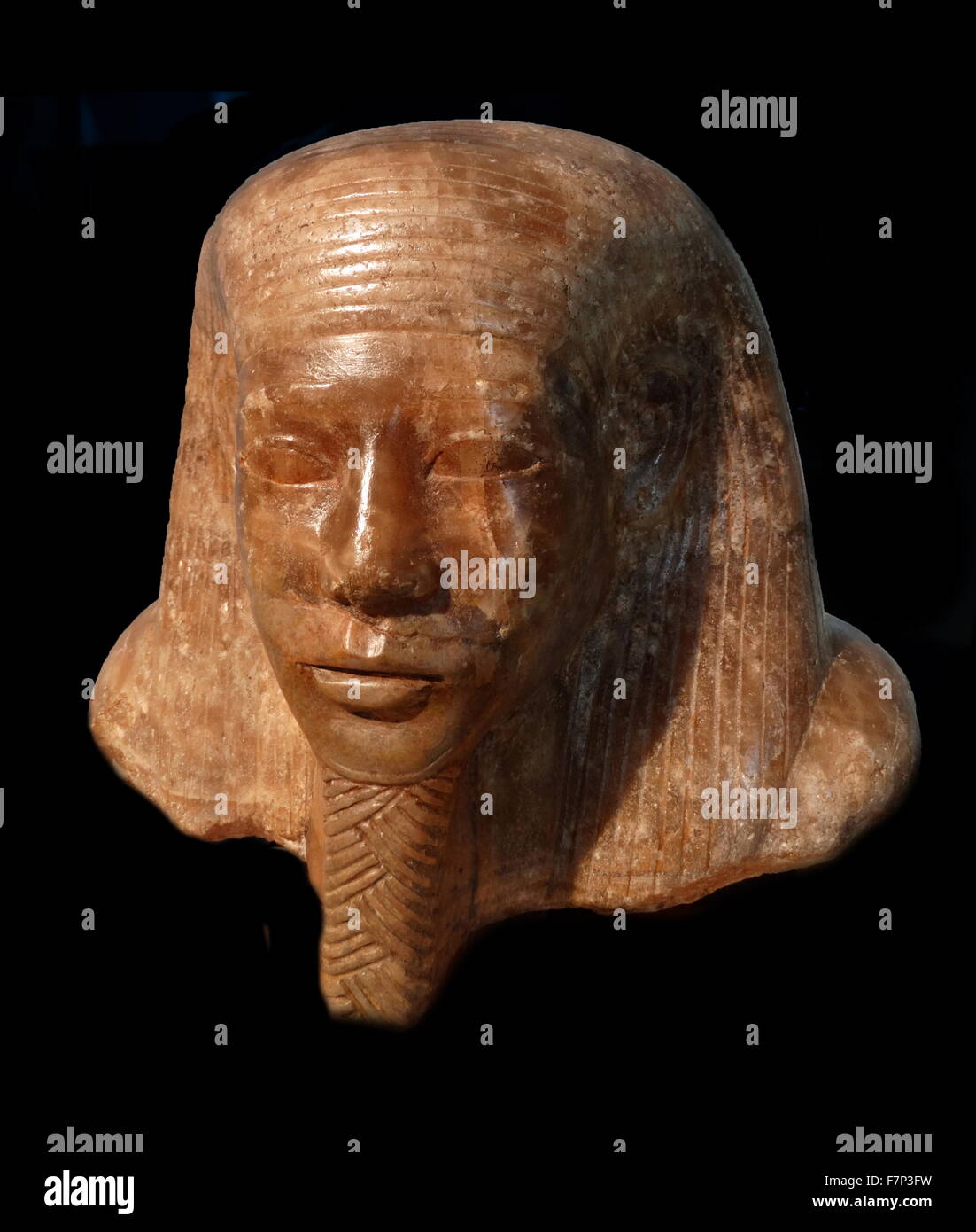 Head of an Egyptian statue. Alabaster. New kingdom, 18th Dynasty (1550-1307 BC). Stock Photo
