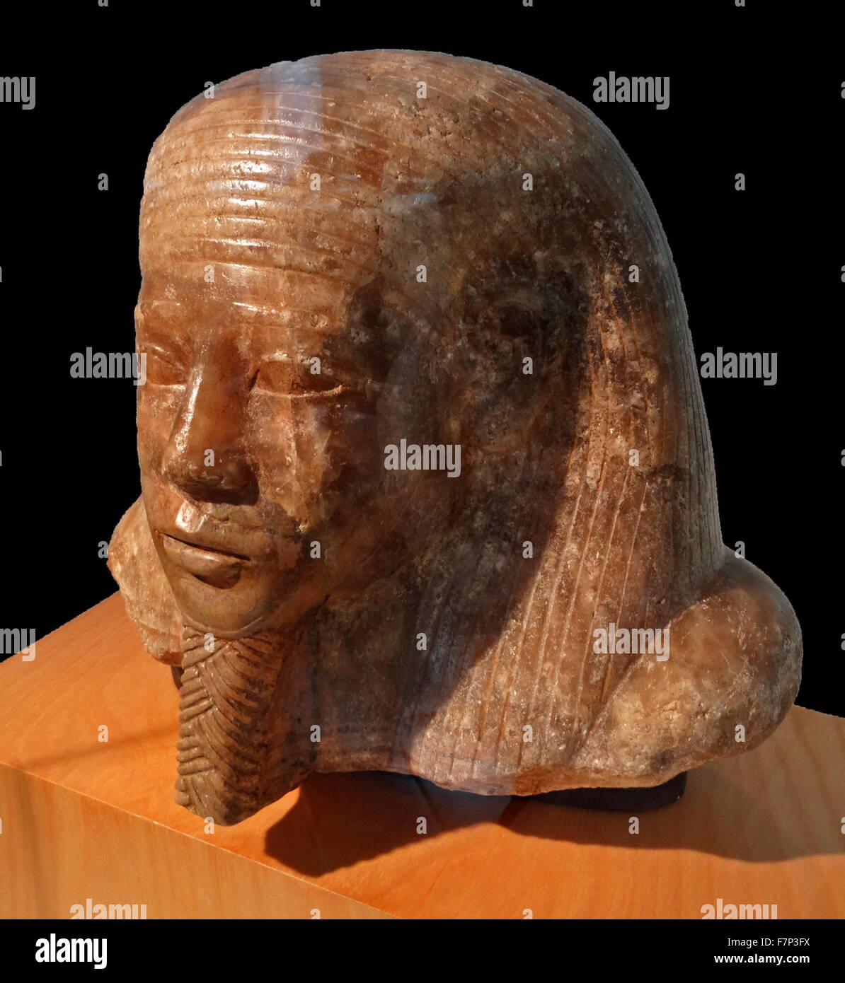 Head of an Egyptian statue. Alabaster. New kingdom, 18th Dynasty (1550-1307 BC). Stock Photo