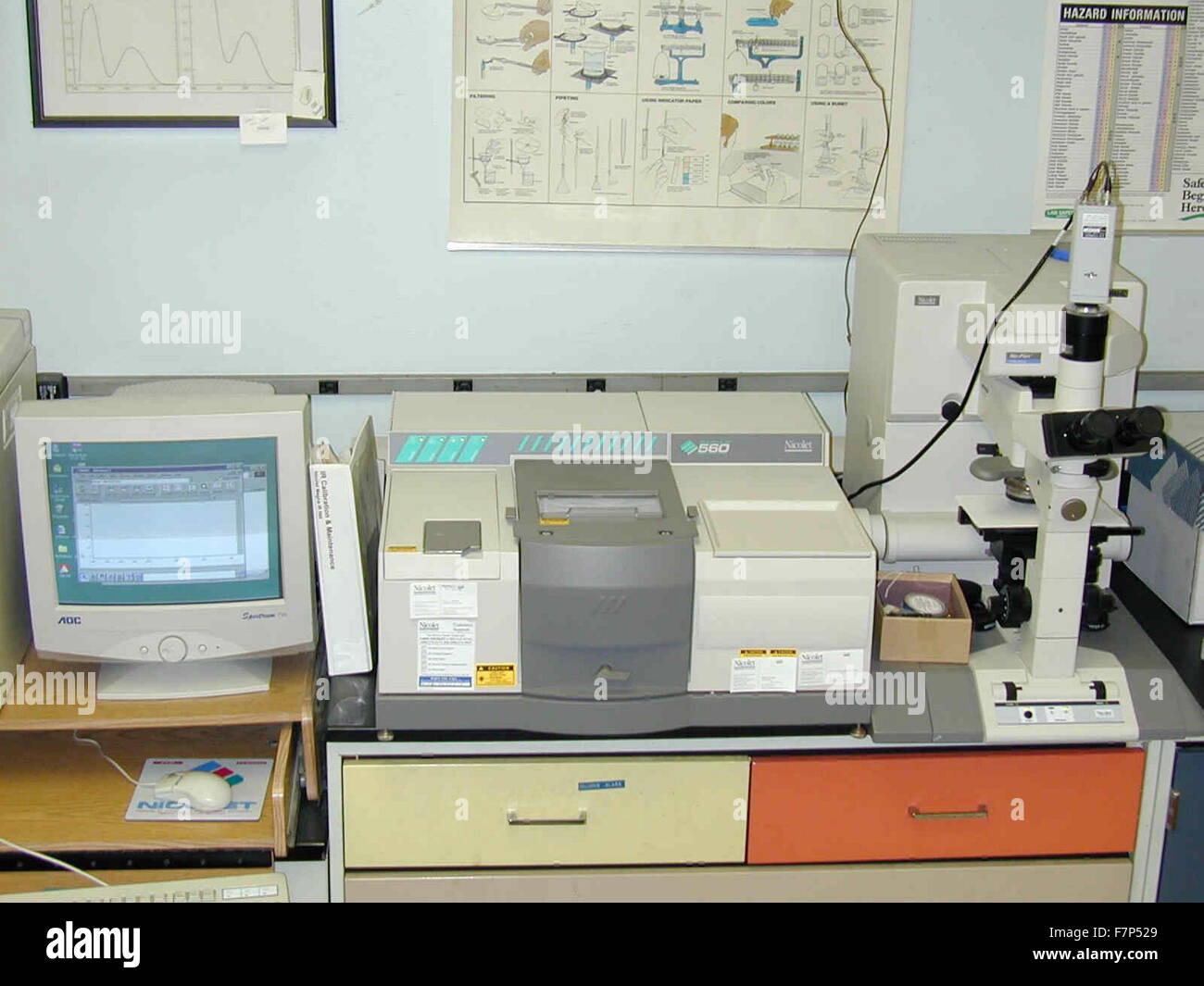 Photograph of the Nicolet ir microscope bench. Dated 1970 Stock Photo