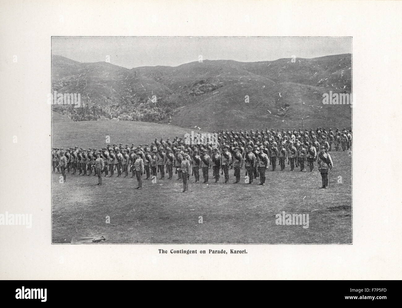 Photograph of the Contingent on Parade, Karori. Dated 1899 Stock Photo