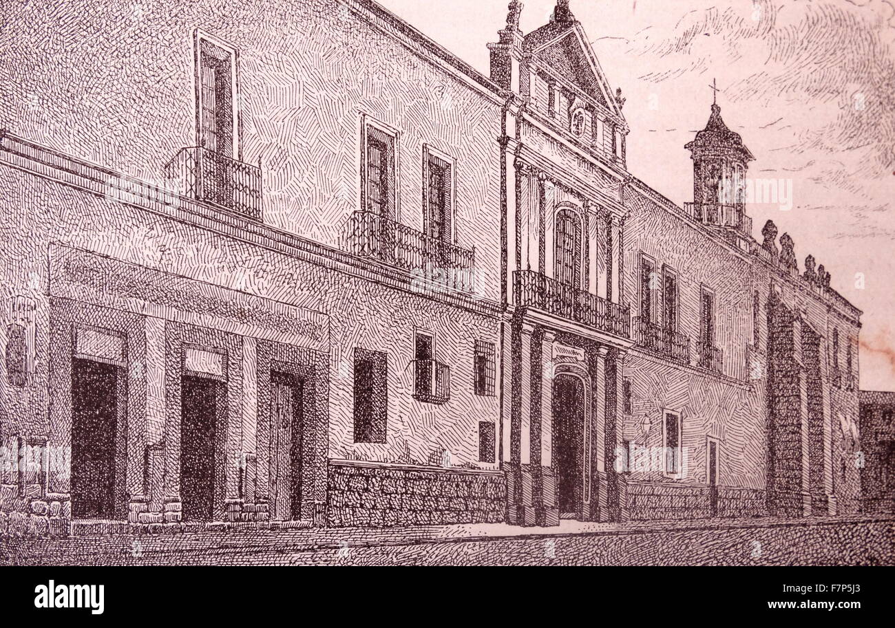 University of Mexico 19th century print Stock Photo