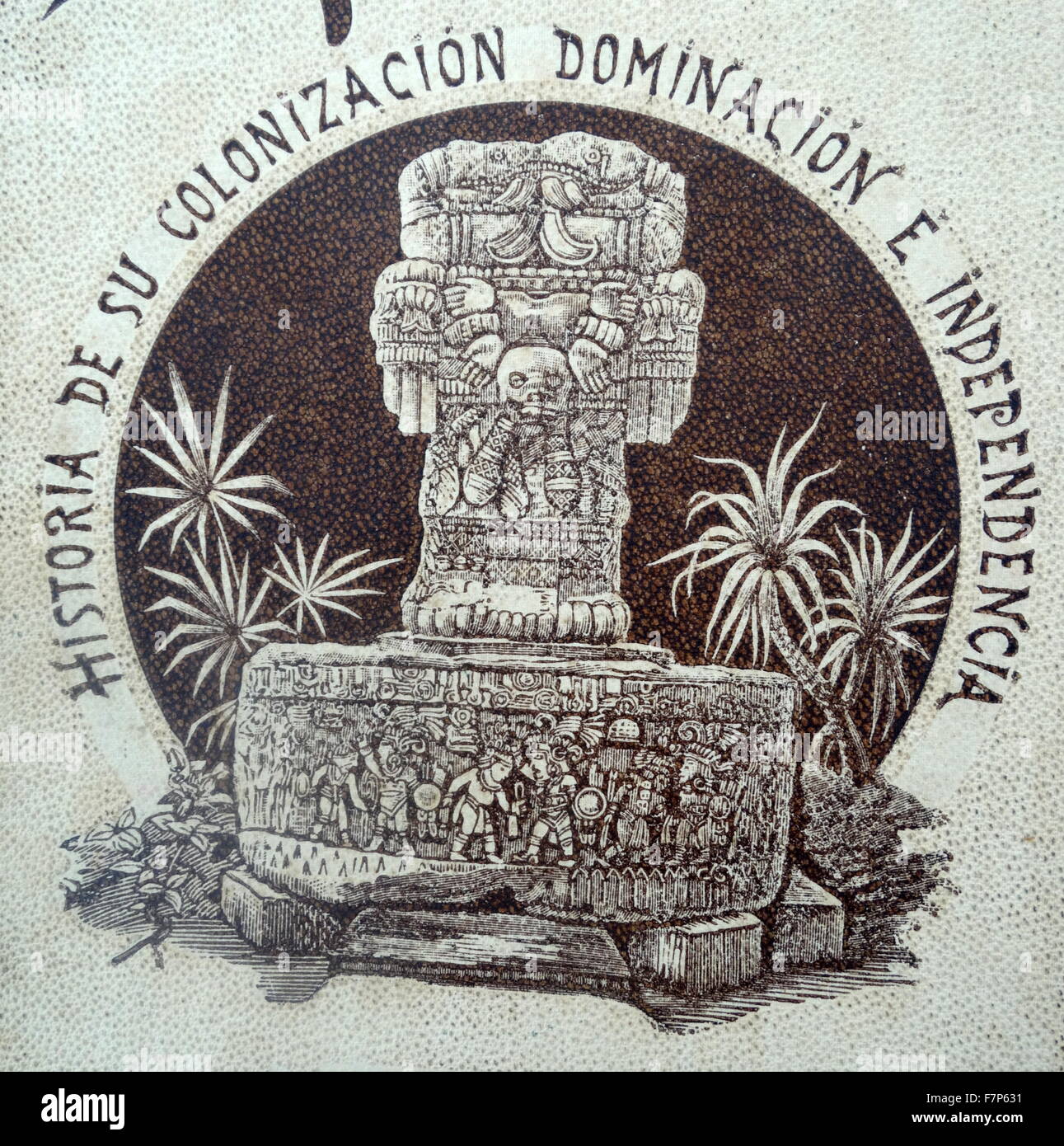 19th Century illustration of a Mayan totem. Stock Photo