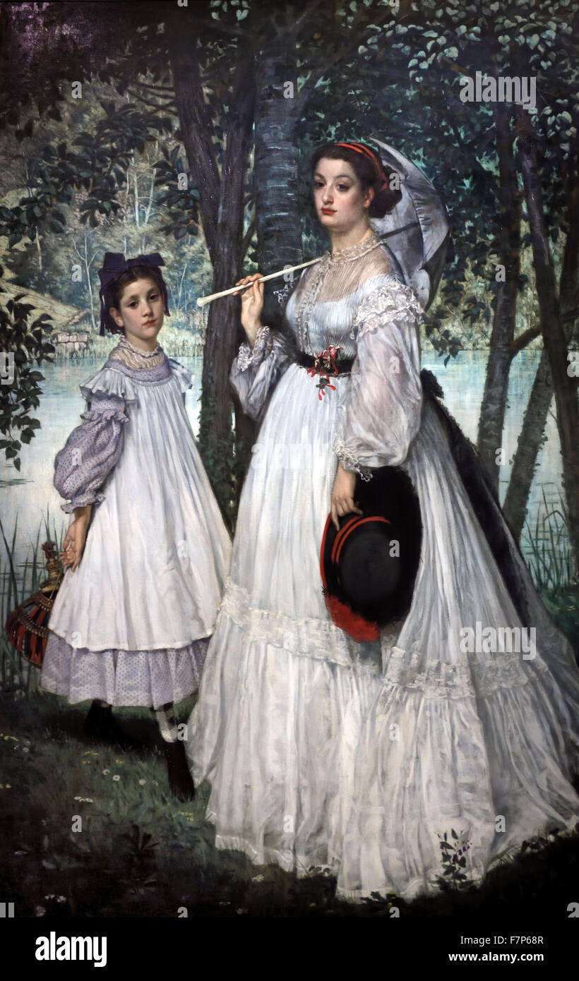 Les deux soeurs - Portraits dans un parc 1863 Tissot James 1836 -1902 French France Stock Photo