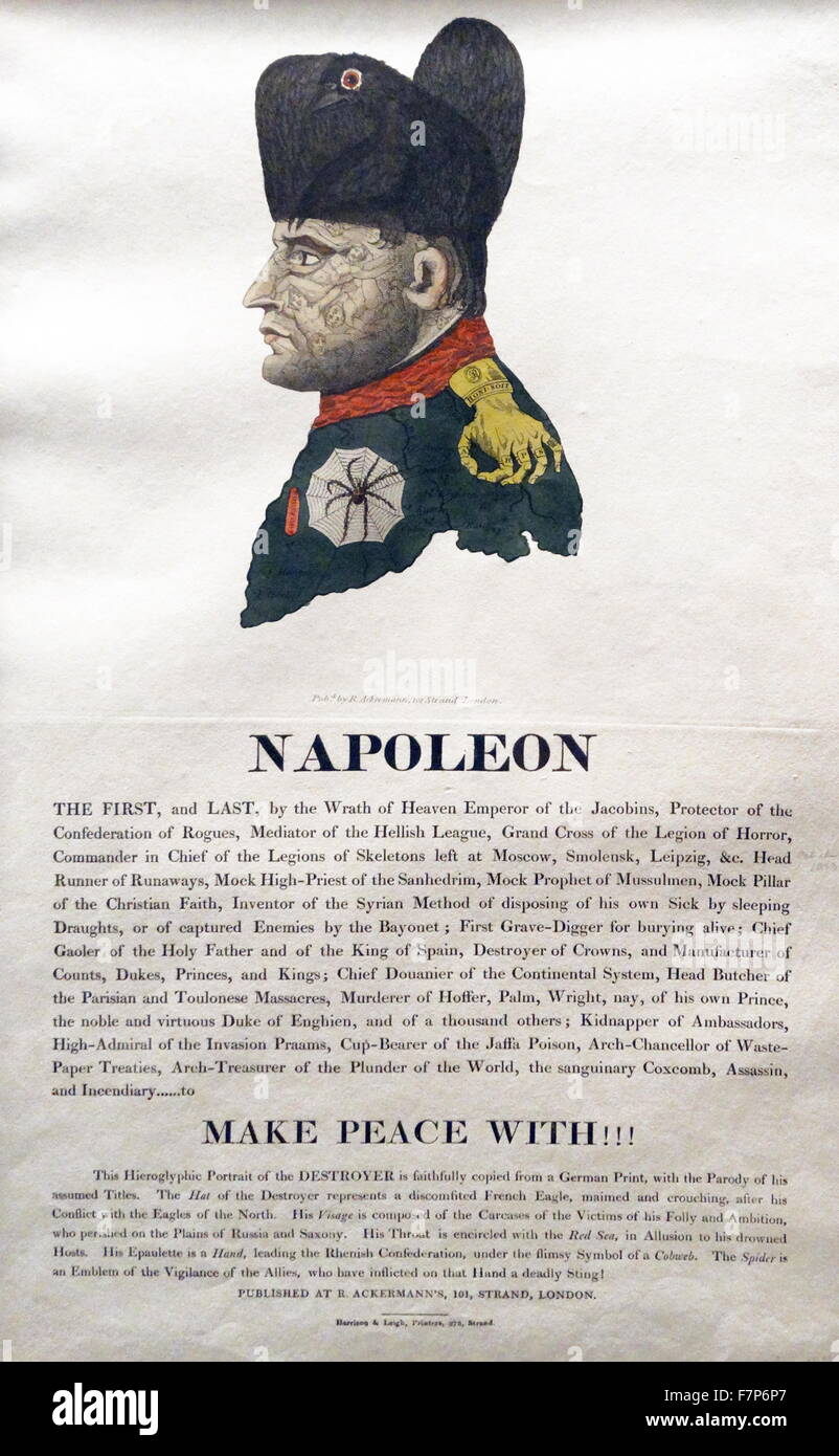 Hieroglyphic portrait of Napoleon Bonaparte as 'The Destroyer'. Stock Photo