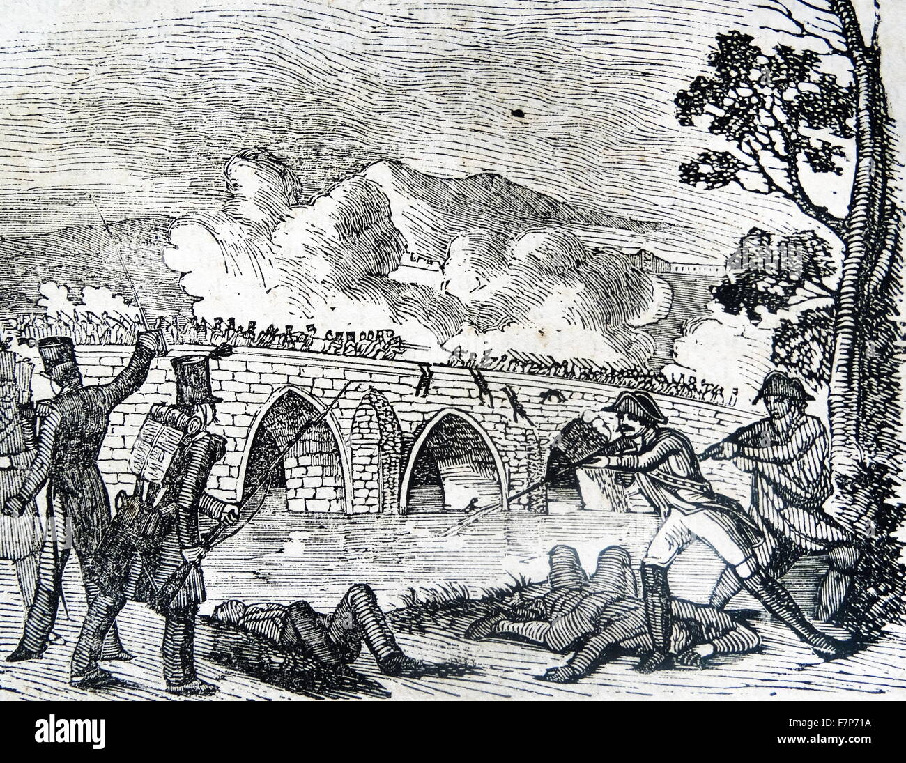 Engraving depicting the Battle of Cabezón de la Sal, Spain. Dated 1808