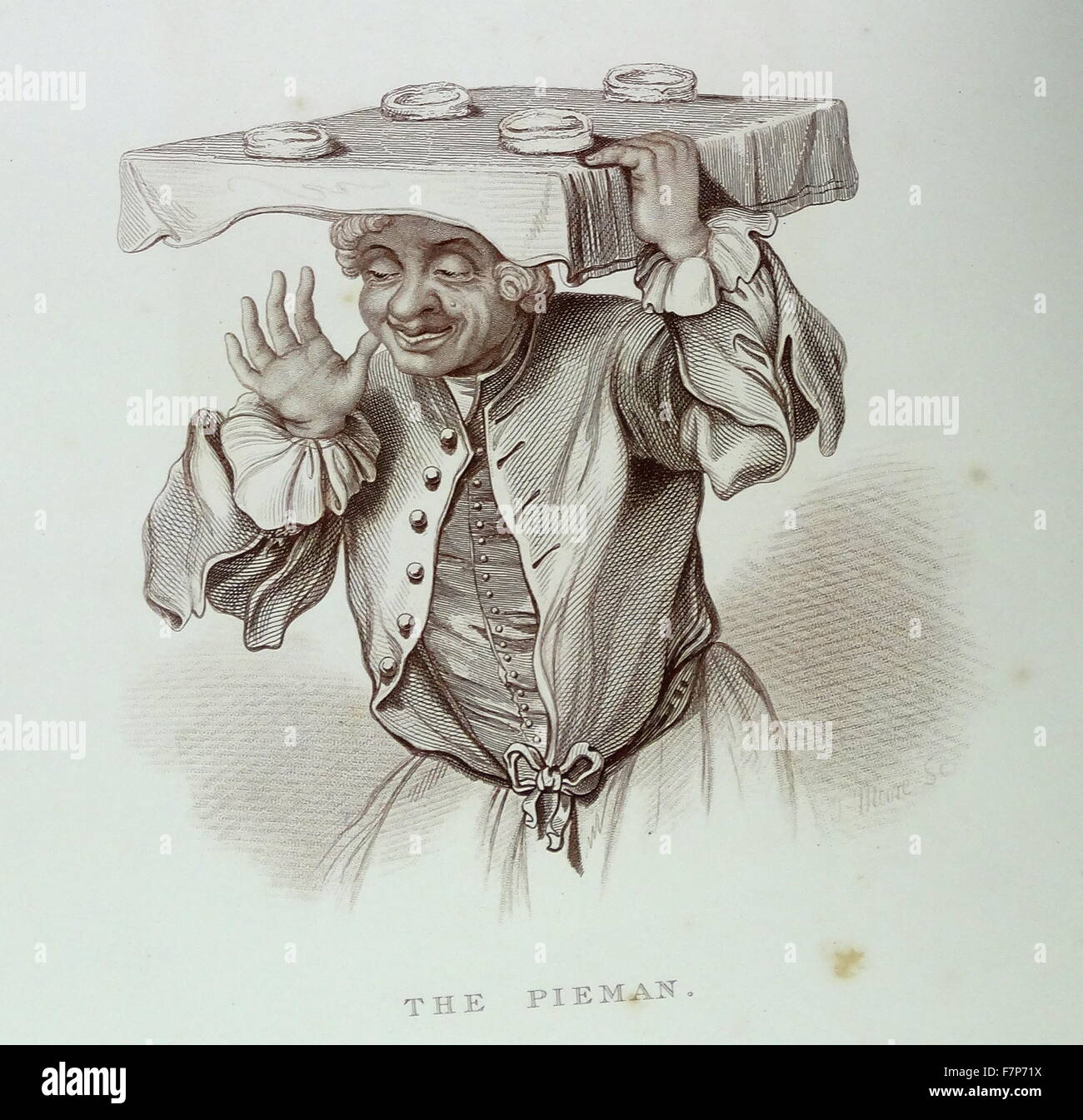 The pie man 1754 Engraving by William Hogarth; 18th century Stock Photo