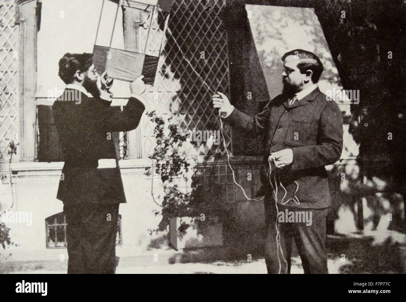 Claude Debussy 1862-1918 - French composer and louis laloy flying a kite. Stock Photo