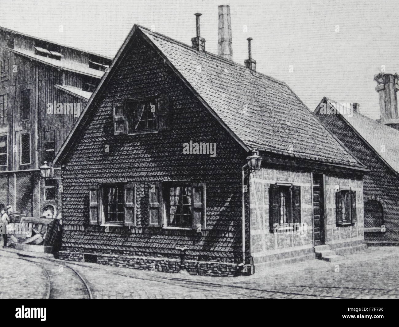 Cottage in Essen in which Alfred KRUPP (18121887) was born Stock Photo