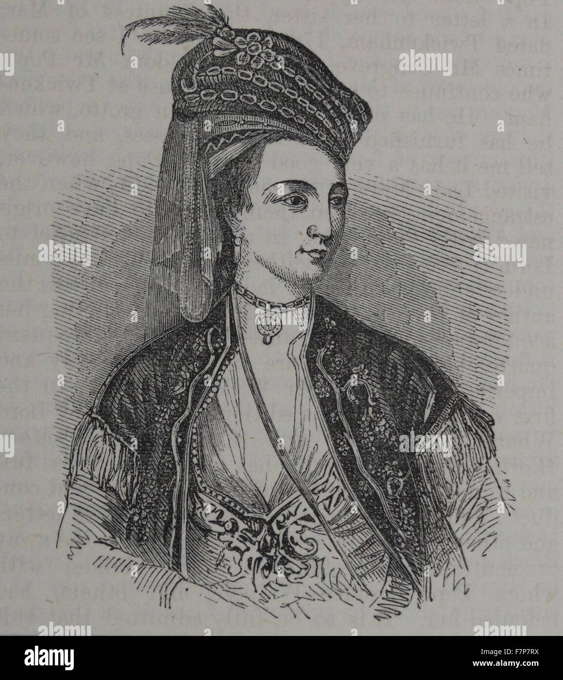 Mary Wortley Montgu 1689 - 1762. On her return from Constantinople in 1718 (where her husband had been British ambassador) she introduce the practice of innoculation for Smallpox. Stock Photo