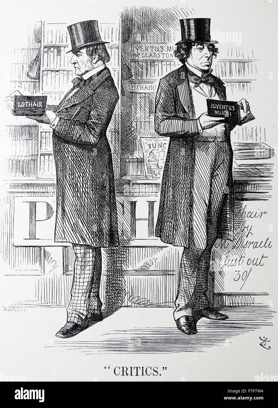 Disraeli (1804-81) and GLADSTONE (1809-98) commenting on the other's literary productions. Stock Photo
