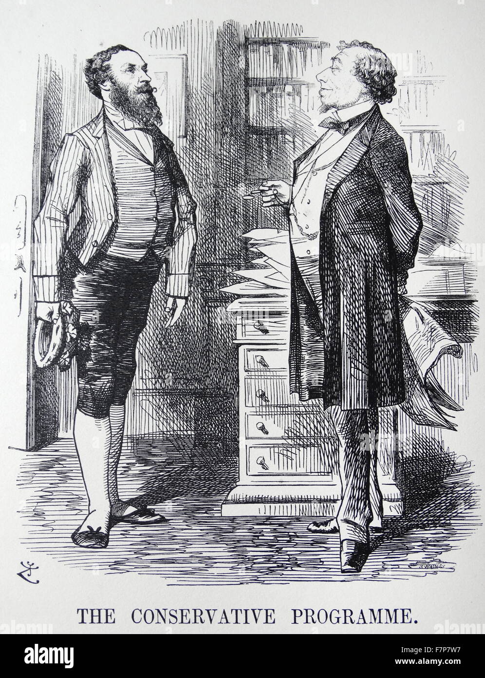 Benjamin DISRAELI (1804-81) keeping everyone guessing. When he resigned in December 1872 his wife was raised to the peerage as Viscountess Beaconsfield, but he himself did not accept a coronet. Stock Photo