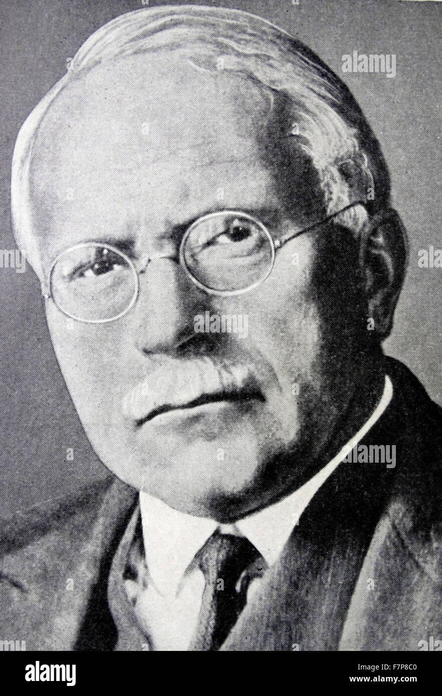 DR. CARL G. JUNG.Born in Switzerland in 1875, founded school of Psycho -therapy at Zurich. Once a disciple of Freud,he came to disagree with him on important issues and developed his own theories.(esp. dreams). Stock Photo