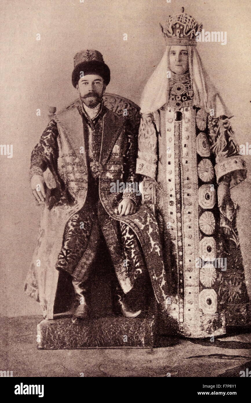 The Czar and Czarina in old-world Muscovite garments Stock Photo