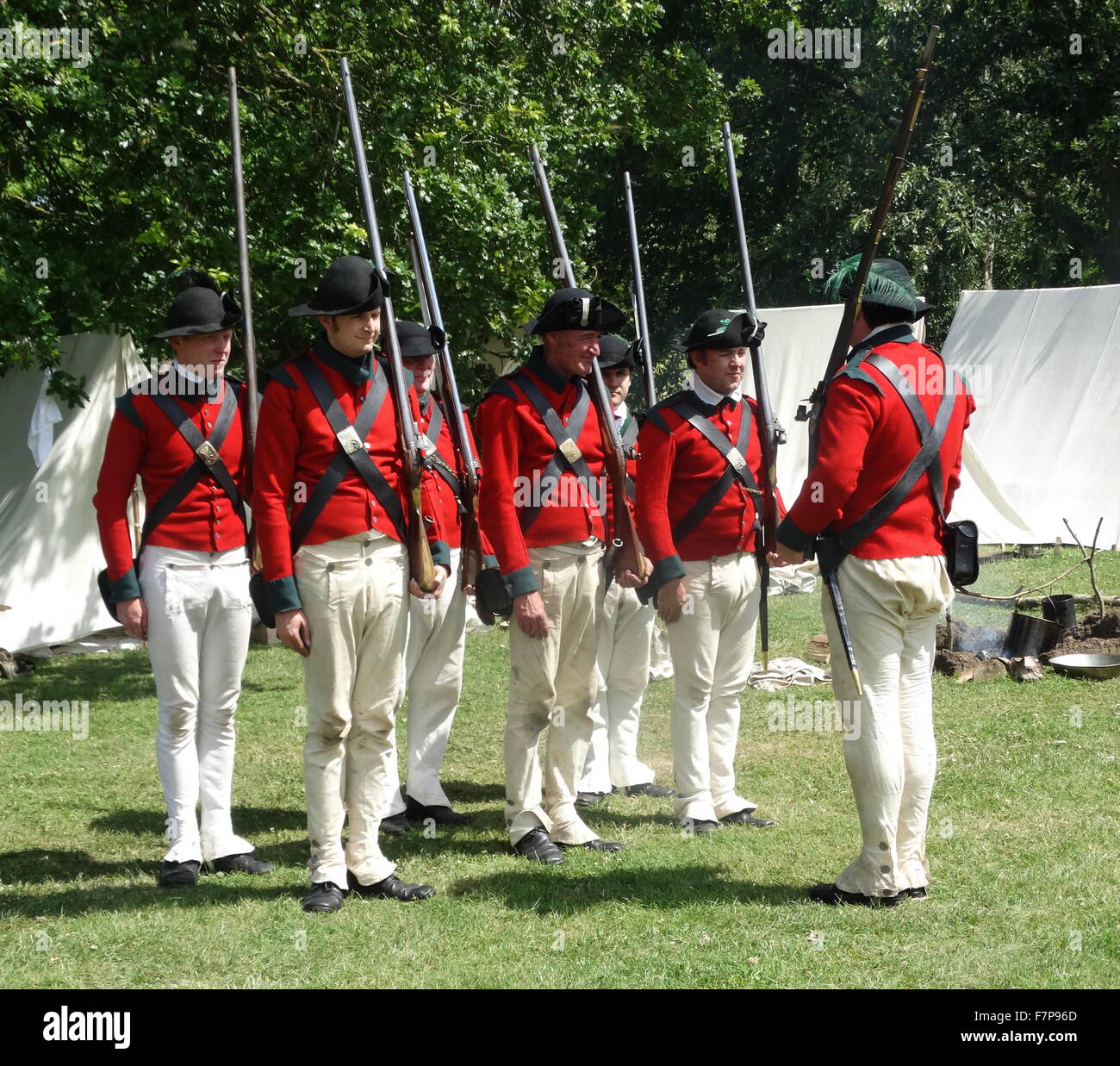 Reenactment soldiers of the British Colonial Army in America during
