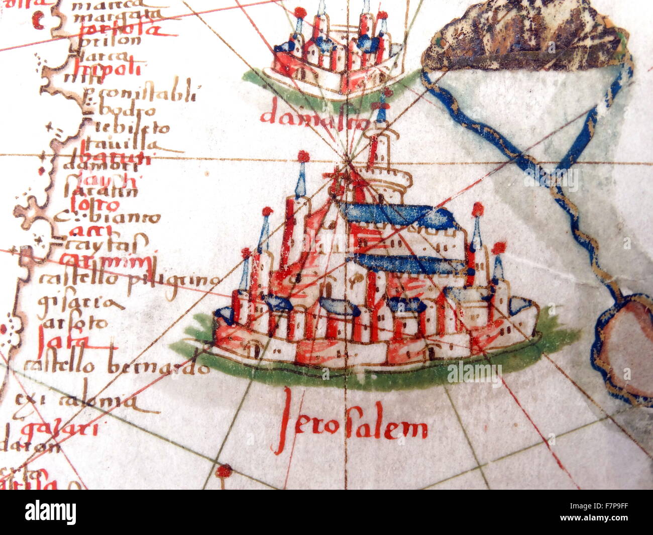 Renaissance map of Europe, Jacopo Russo, 1528, detail, showing ...