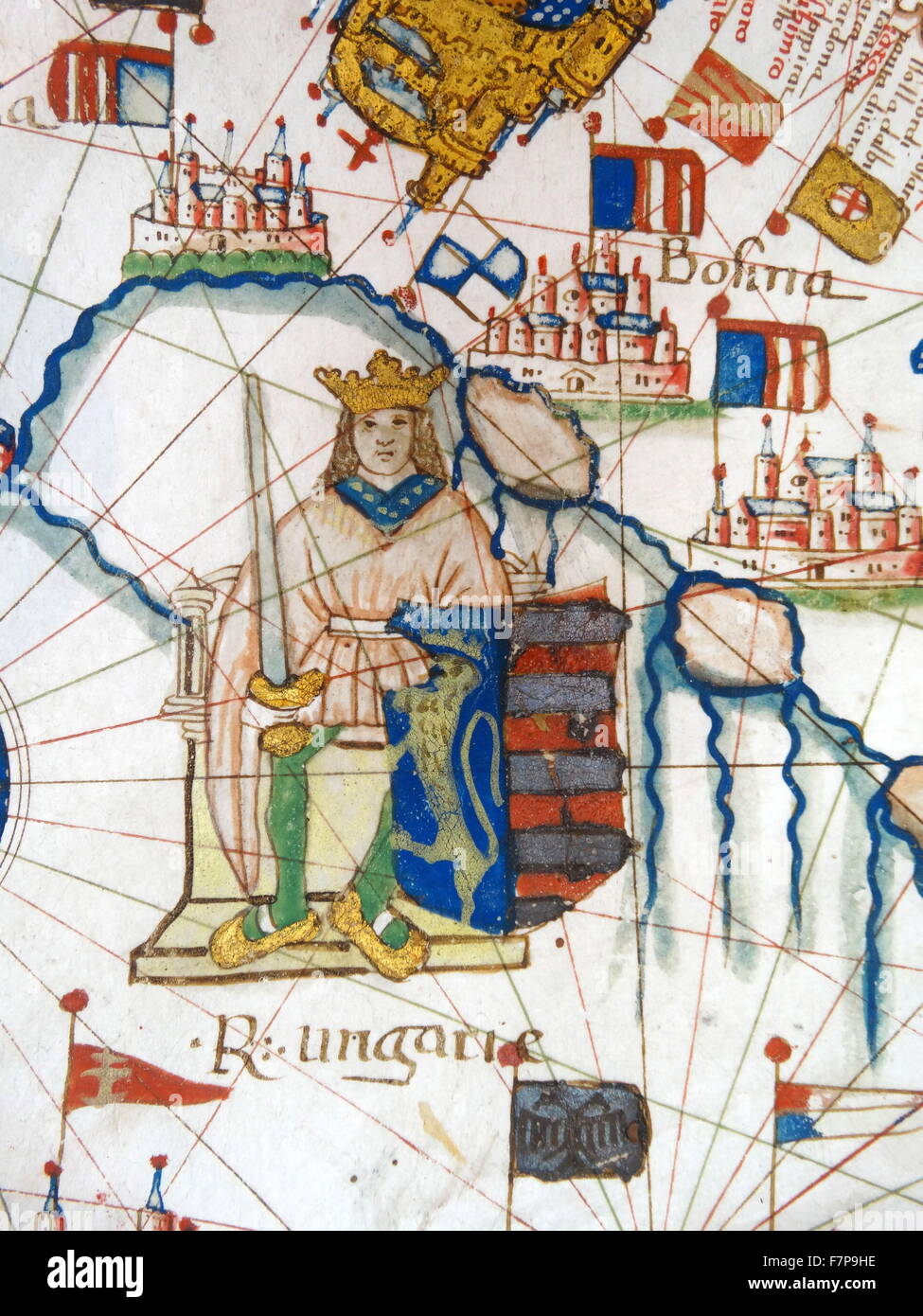 Renaissance map of Europe, Jacopo Russo, 1528, showing John Zápolya ...