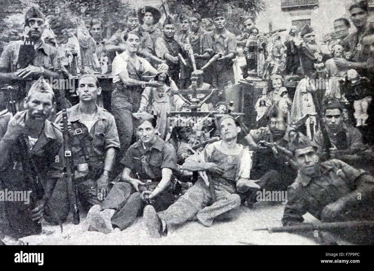 Brigade of death, anarchist group members Ortiz. taken in Caspe July 25, 1936 in the Spanish Civil War. Stock Photo