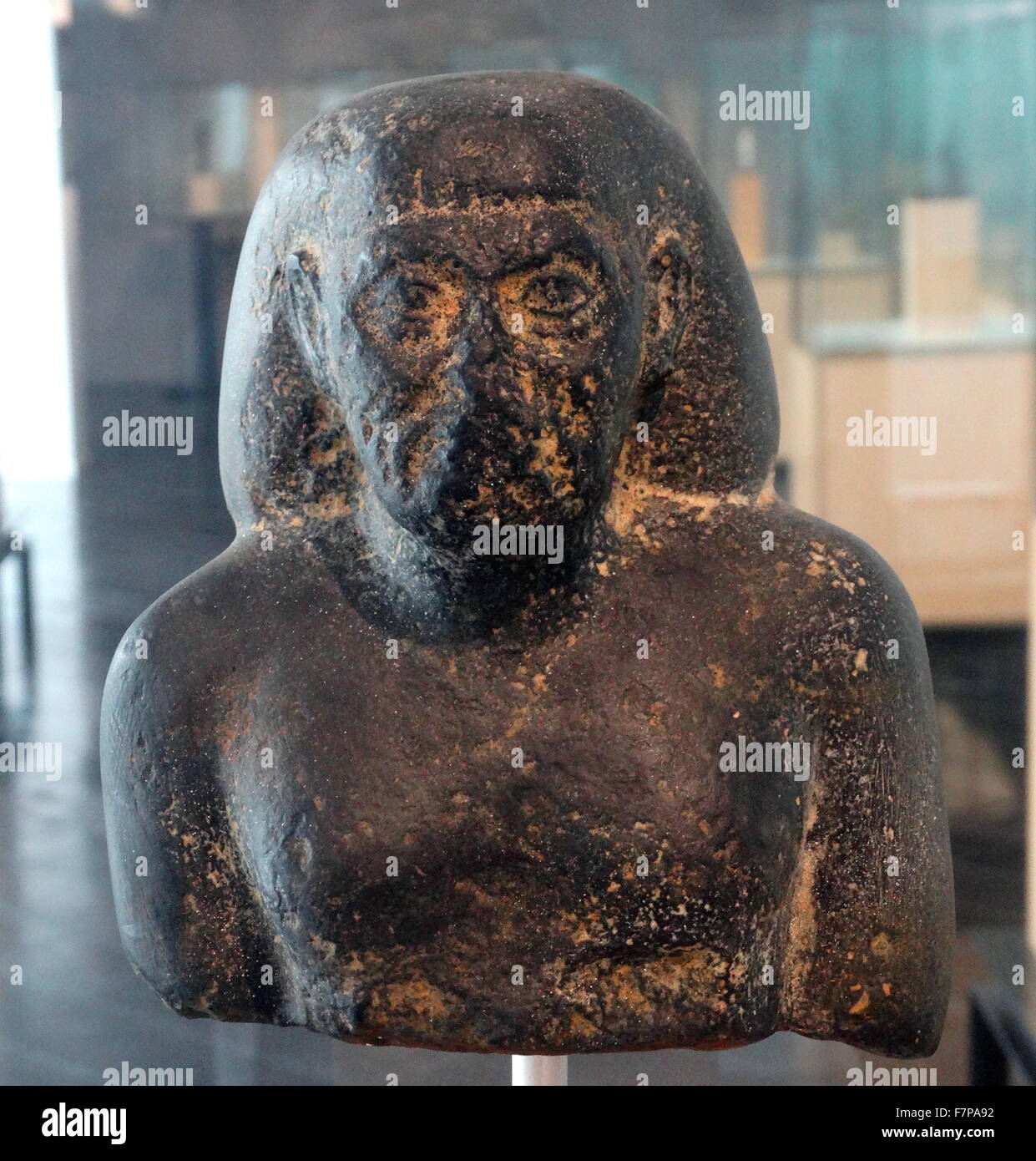 Bust and head of a man. Middle Kingdom (2040-1640 BC), and Late Period (715-332 BC) Stock Photo