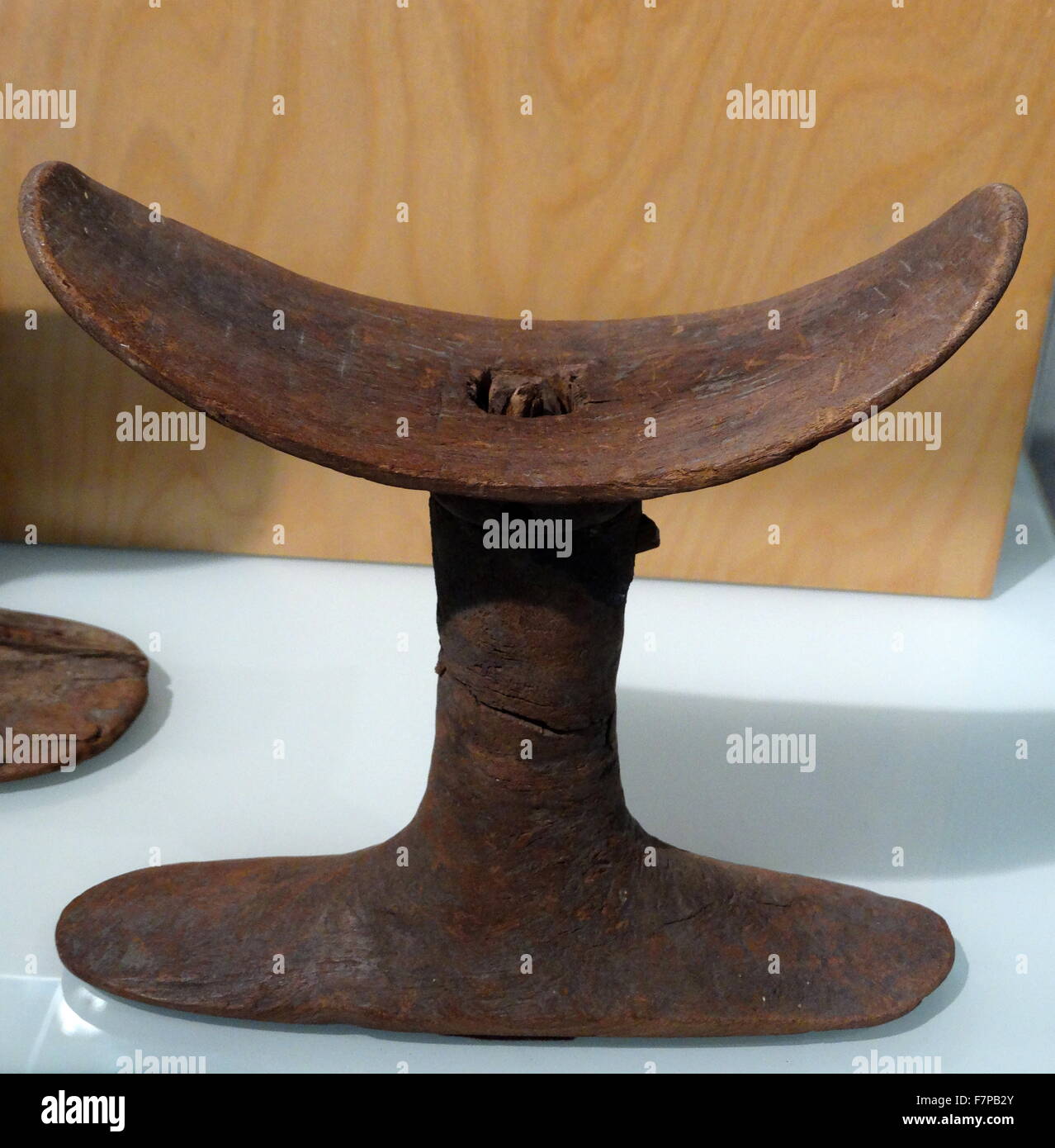 Ancient Egyptian Headrest made from wood (New Kingdom, 1540-1070 BC). Stock Photo