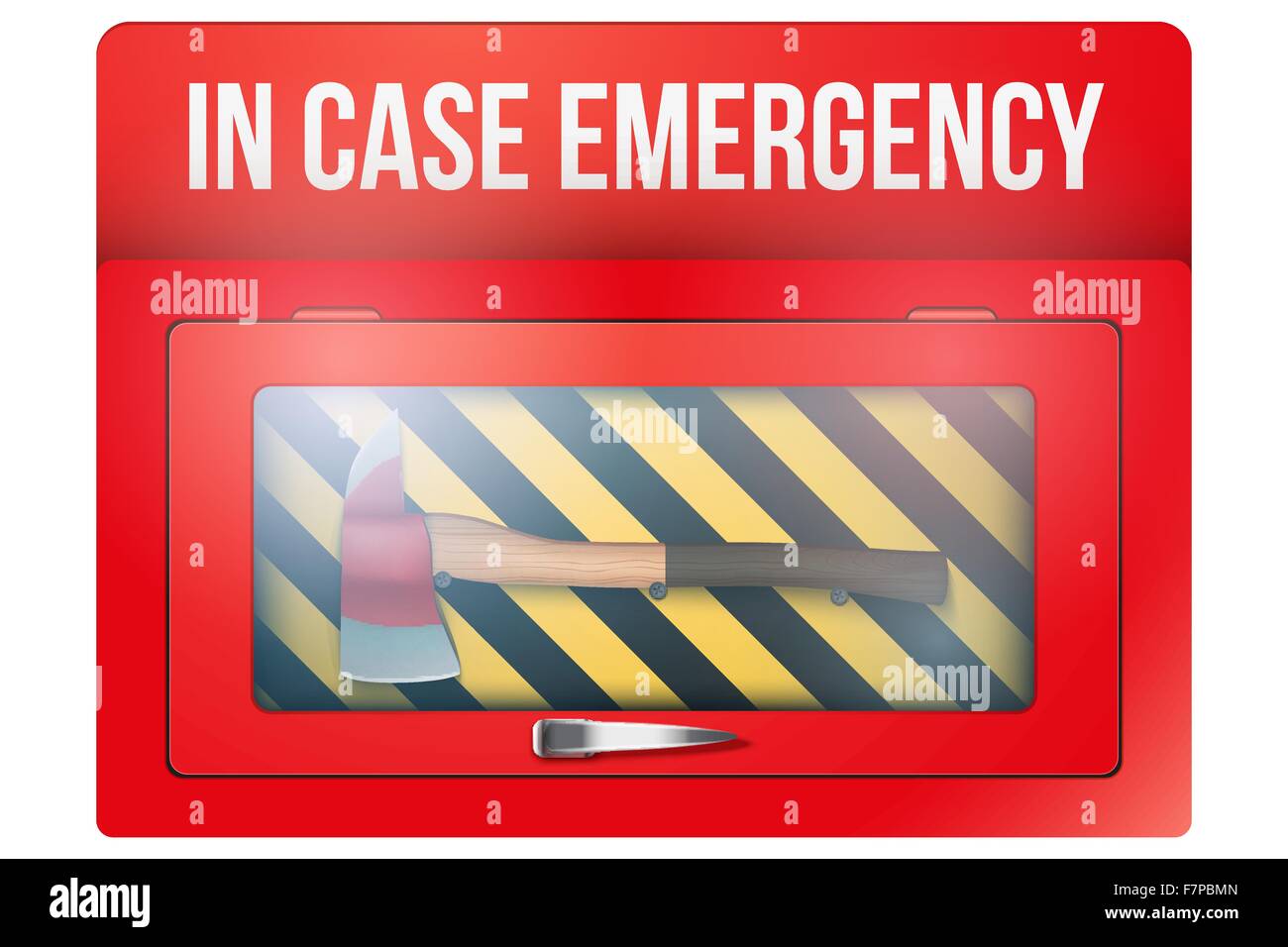 Red box with axe in case of emergency Stock Vector