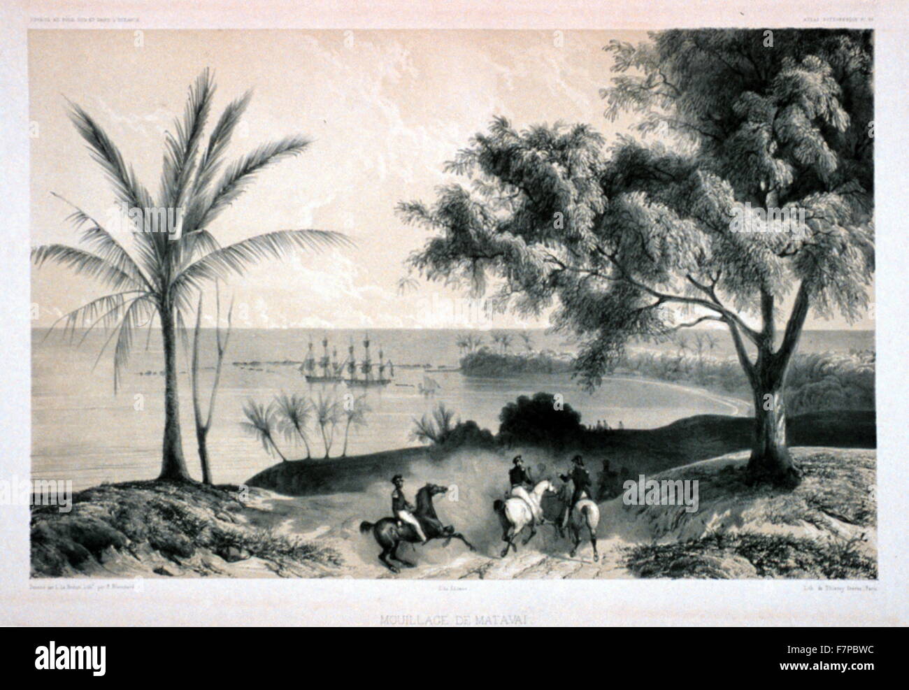 French colonial officials inTahitti 1838 Stock Photo