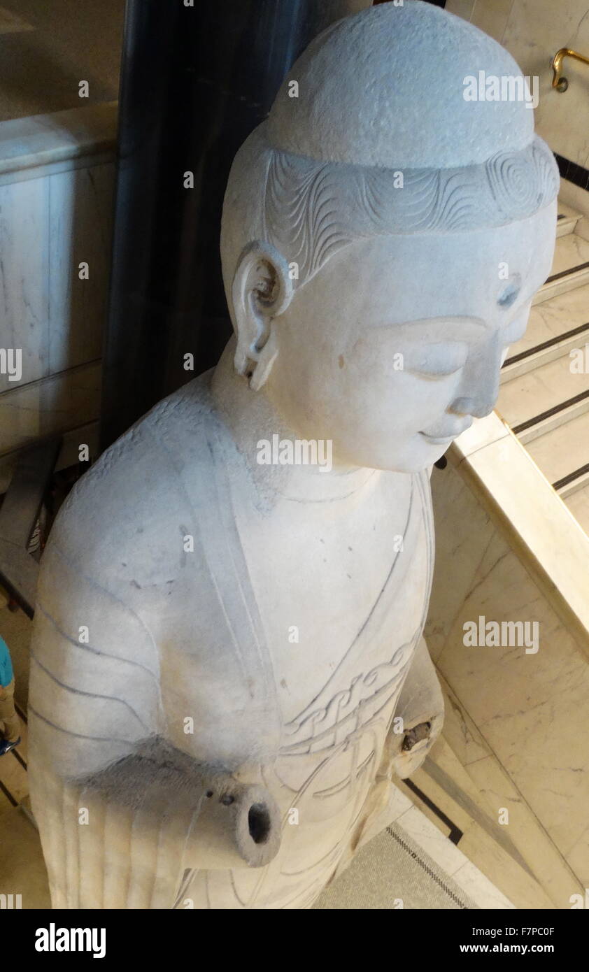 Marble Amitabha Buddha from the Sui dynasty. Dated 6th Century Stock Photo