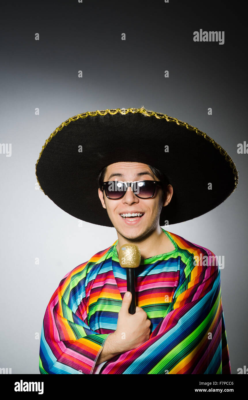 Funny mexican singing in karaoke Stock Photo - Alamy