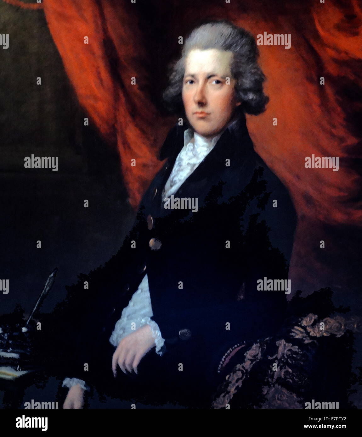 Portrait of William Pitt the Younger by Thomas Gainsborough (1727-1788) English portrait and landscape painter, draughtsman, and printmaker. Dated 18th Century Stock Photo