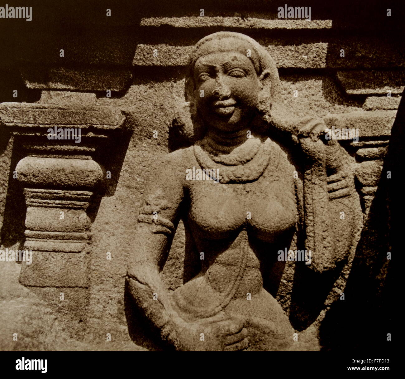 Chandela dynasty, relief sculpture of surasundari, from Khajuraho, Madhya Pradesh, India, ca. 10th century Stock Photo